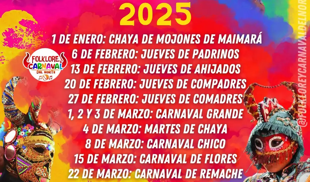 El Carnaval de San Salvador de Jujuy es una de las festividades más emblemáticas del norte argentino. Calendario del Carnaval